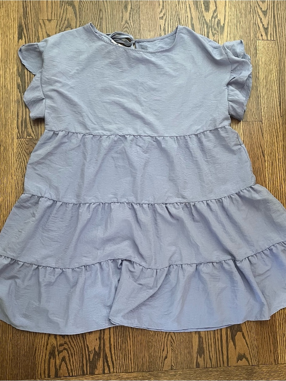 Nine West Periwinkle Tiered Dress with Flutter Sleeves